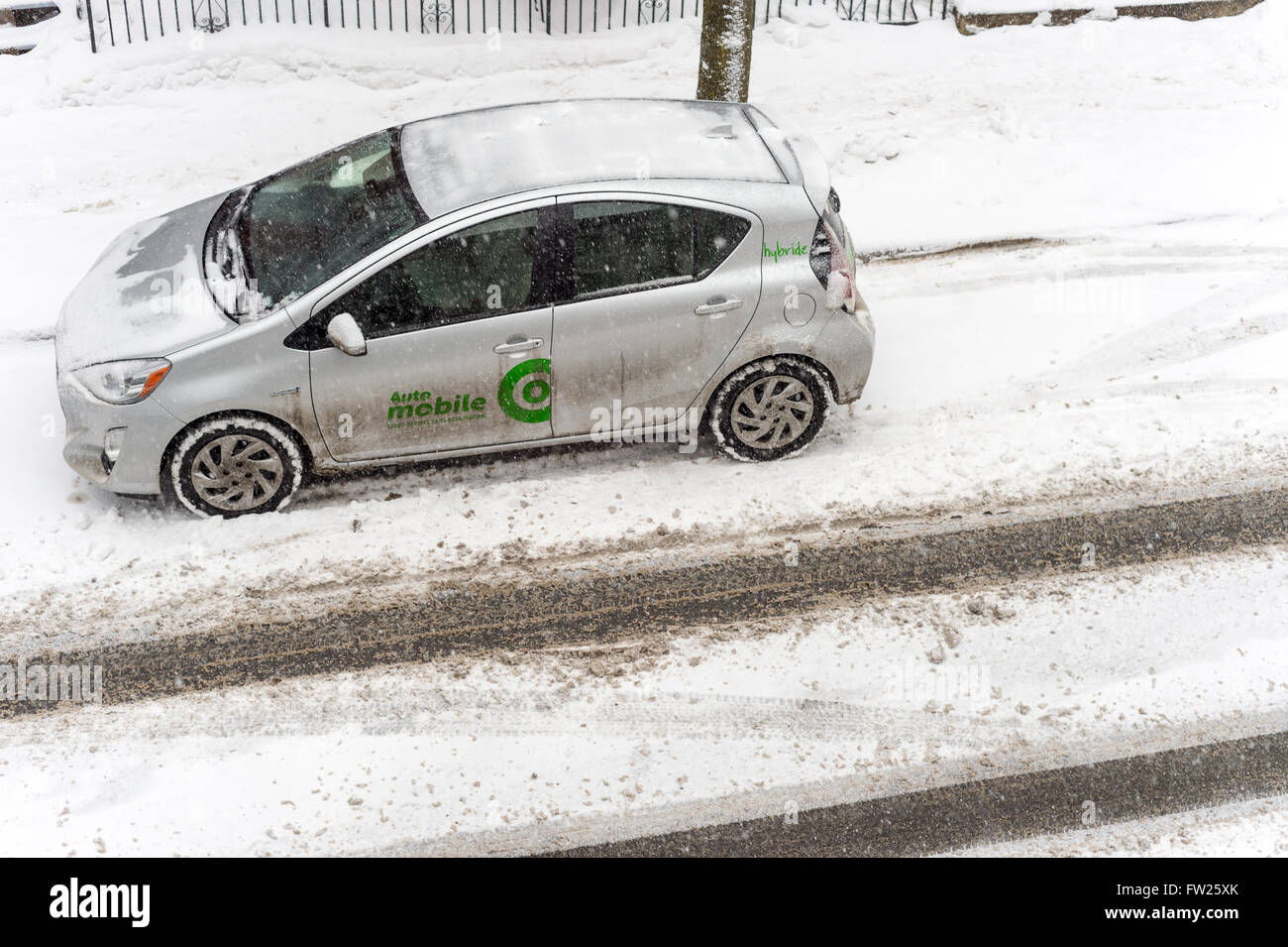 Montréal, Canada - 7 mars 2016- Communauto, fournit des services d'autopartage au Québec. Banque D'Images