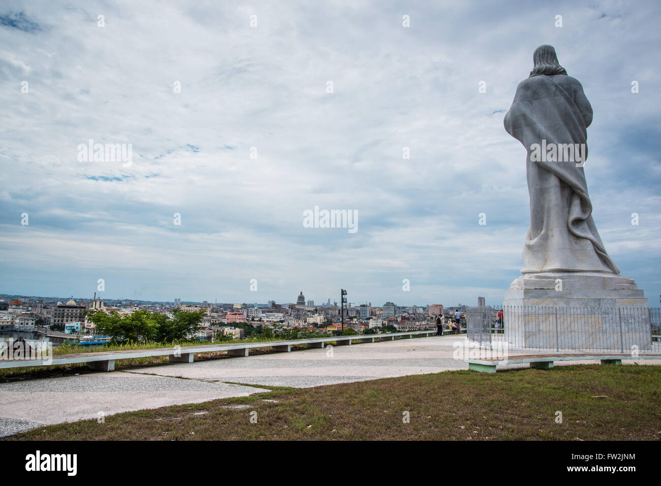 Vie panoramique sur La Havane du Jésus monument à La Havane, Cuba. Banque D'Images
