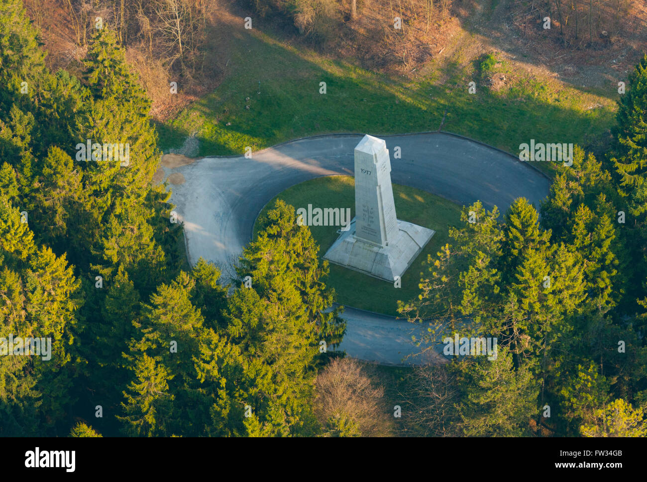 Meuse (55), Malancourt, champs de batailles de la 1ere Guerre mondiale, mémorial de la cote 304 (vue aerienne) // France, Meus Banque D'Images