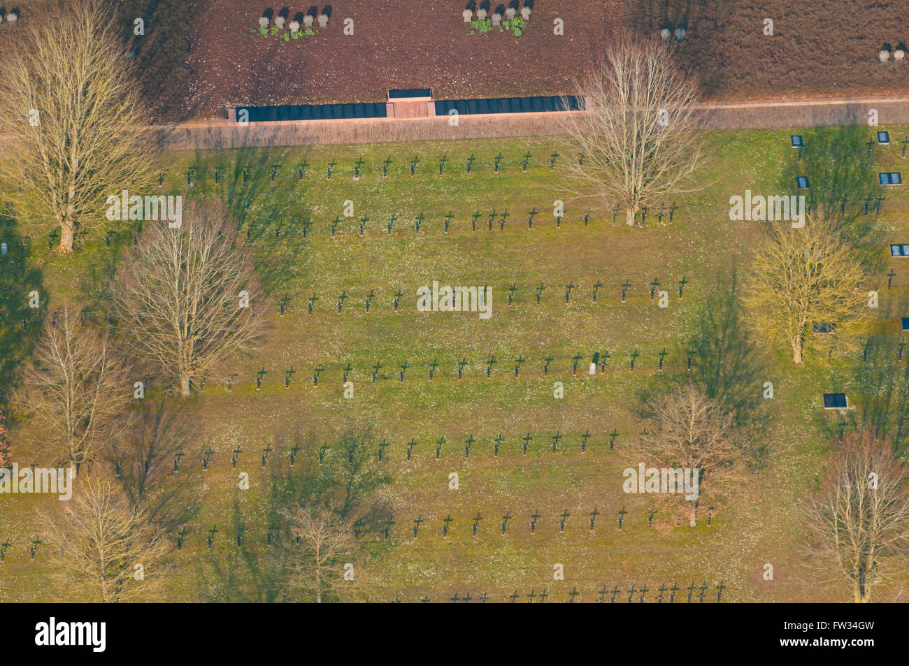 Meuse (55), Sivry-sur-Meuse, cimetiere allemand de la première guerre mondiale (vue aerienne) // France, Meuse (55), Sivry-sur-Meuse, WW Banque D'Images