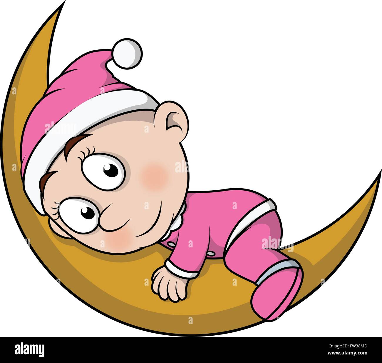 Bebe Garcon Dormir Sur Lune Cartoon Image Vectorielle Stock Alamy