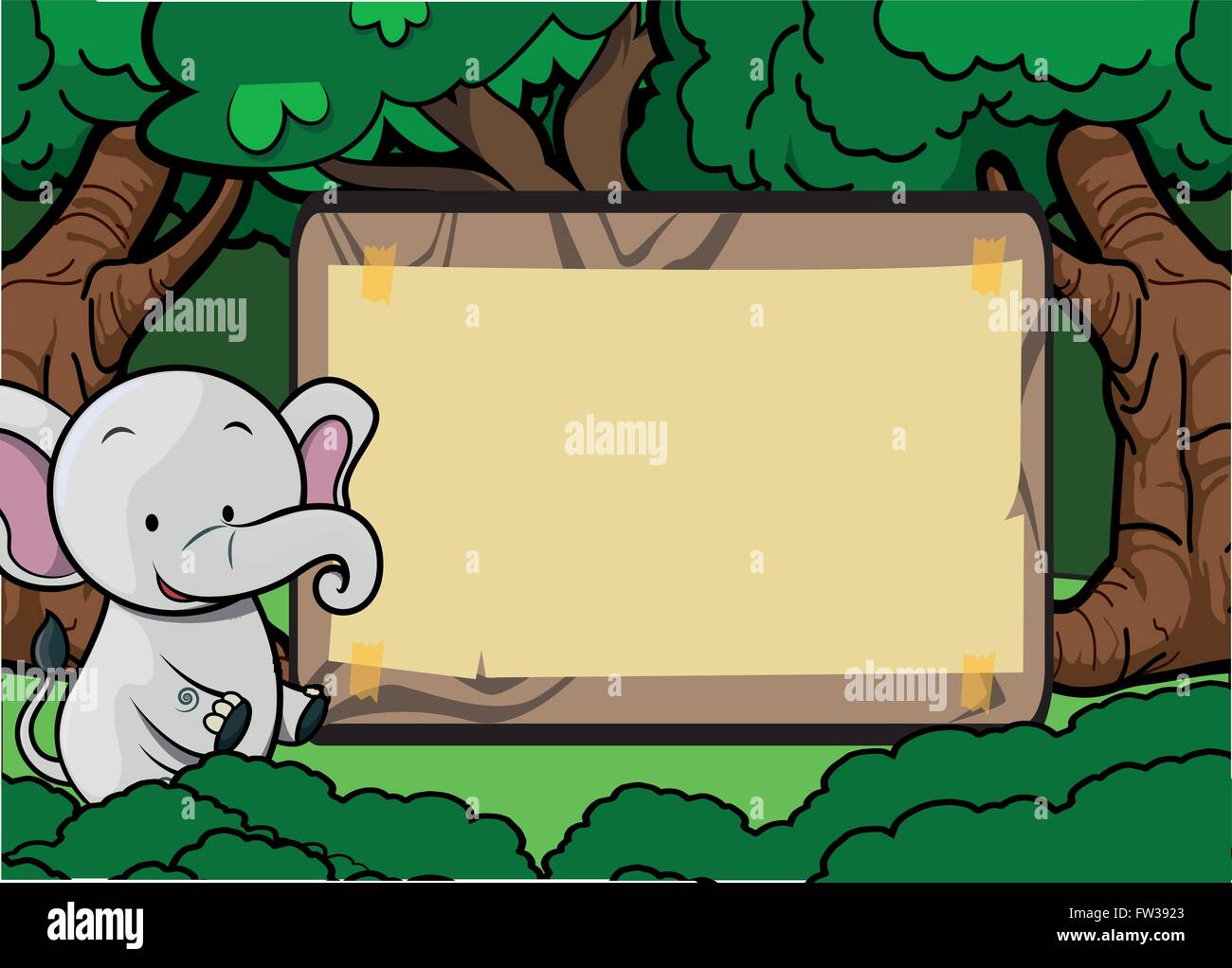 Avec l'éléphant de forêt faune banner Illustration de Vecteur