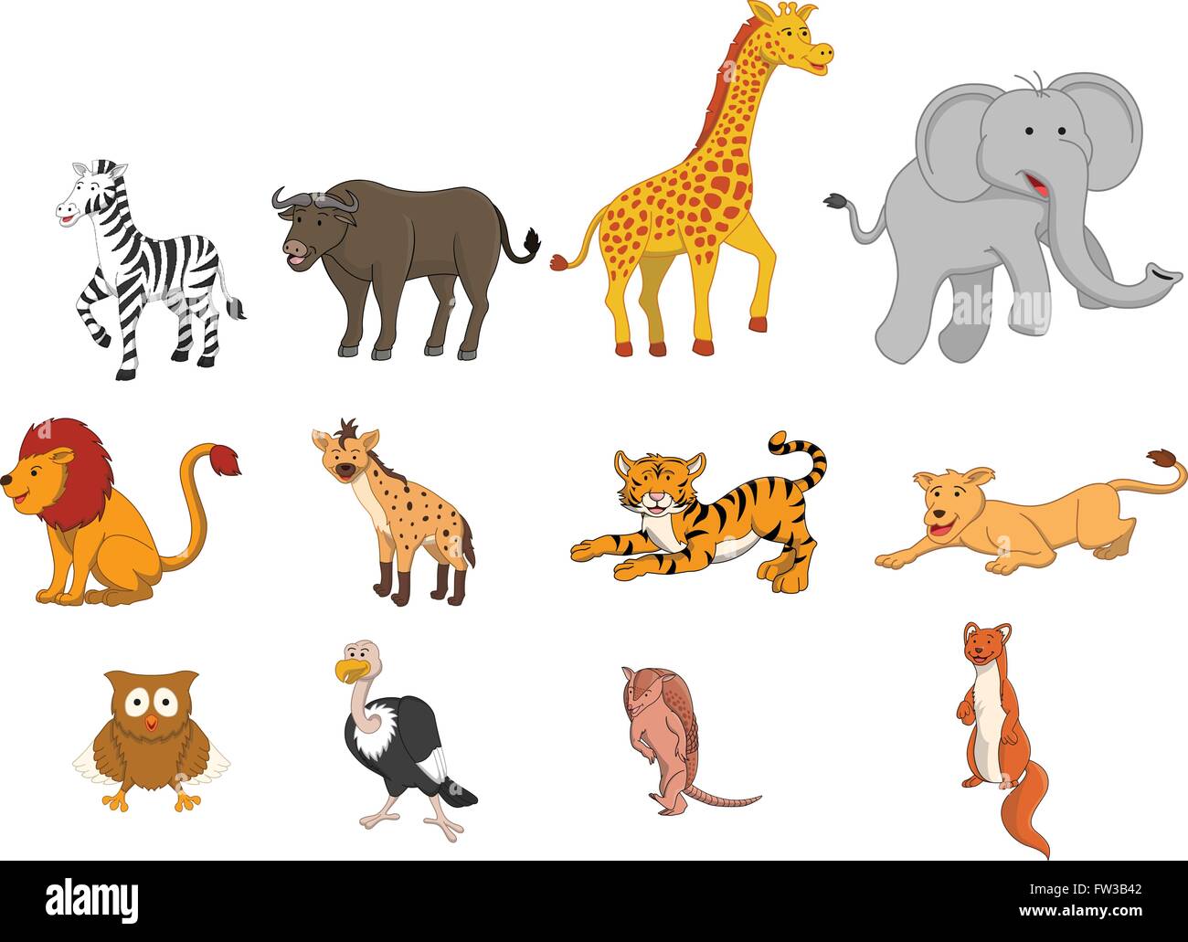 Wild Animal safari fun illustration Illustration de Vecteur