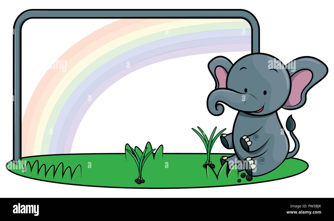 Bannière d'éléphants cartoon Illustration de Vecteur