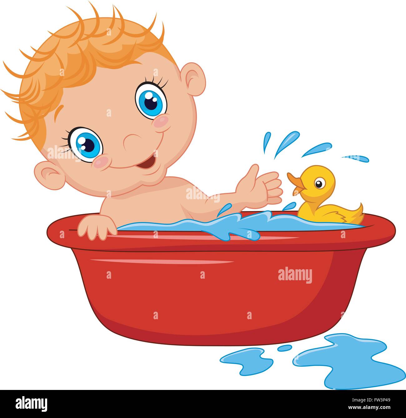 Cartoon bébé dans une baignoire les projections d'eau Image Vectorielle  Stock - Alamy