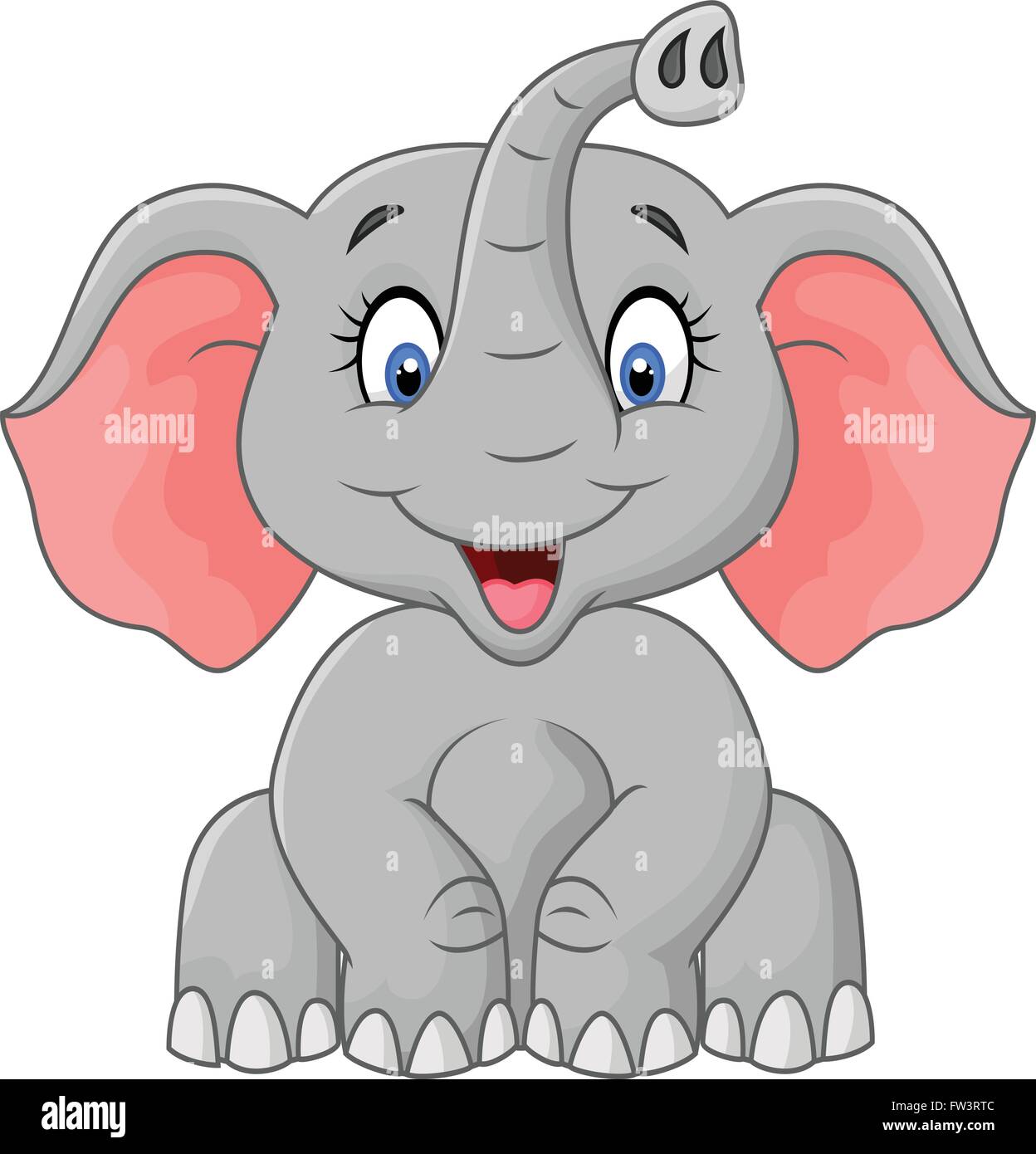 Cute cartoon éléphant assis Illustration de Vecteur