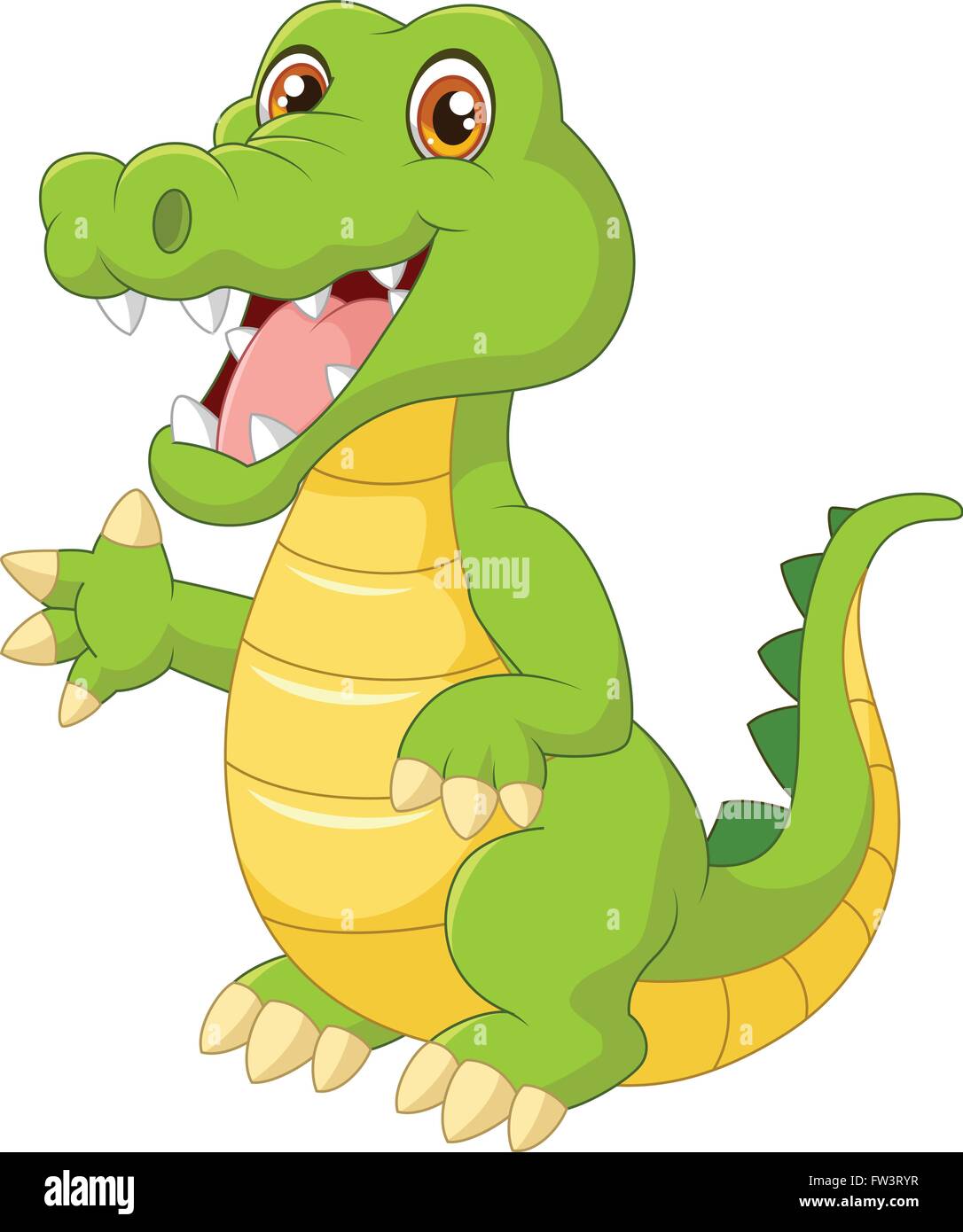 Crocodile dessin animé en agitant la main Illustration de Vecteur