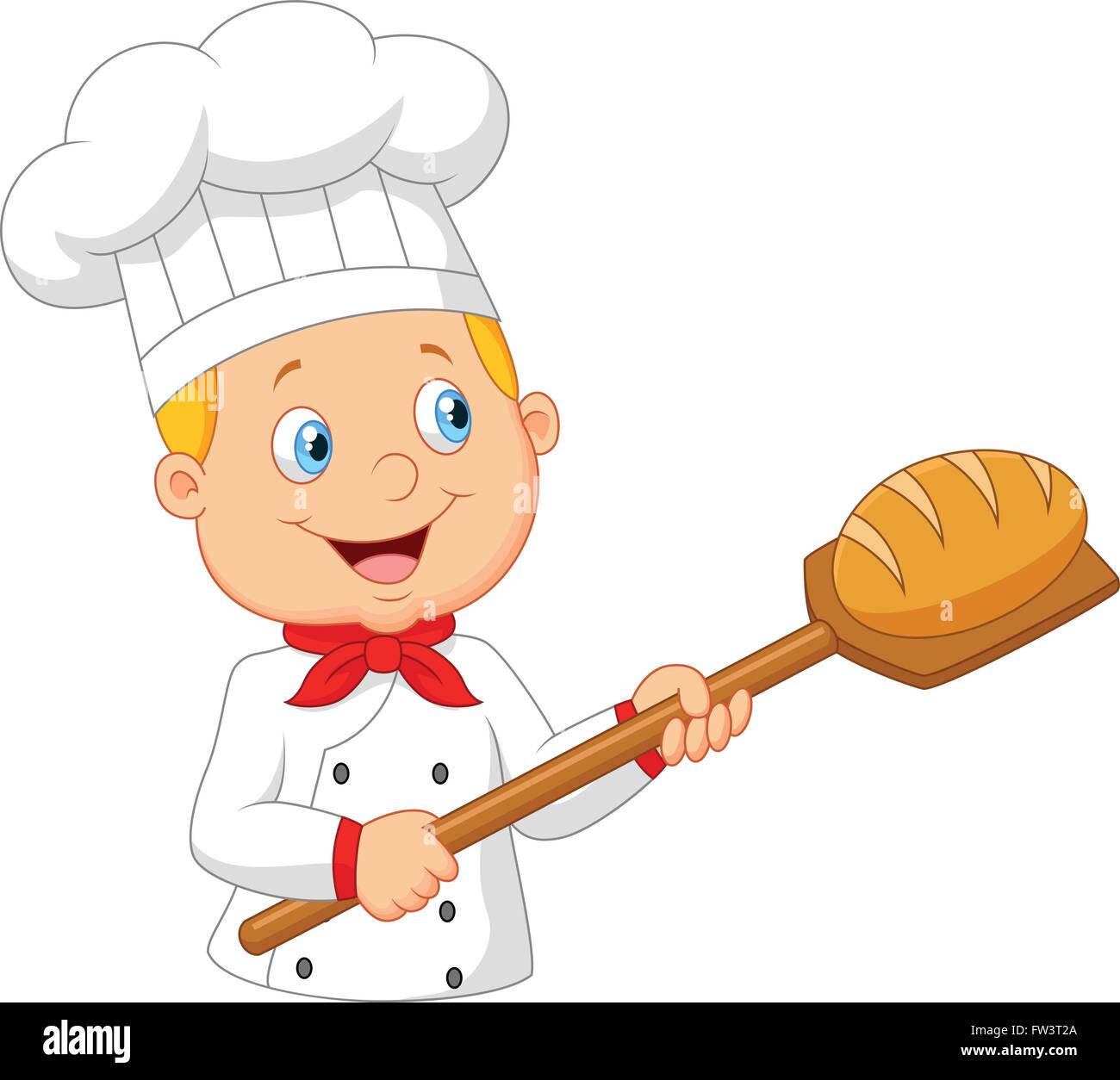 Cartoon baker holding peel boulangerie pain avec l'outil Illustration de Vecteur