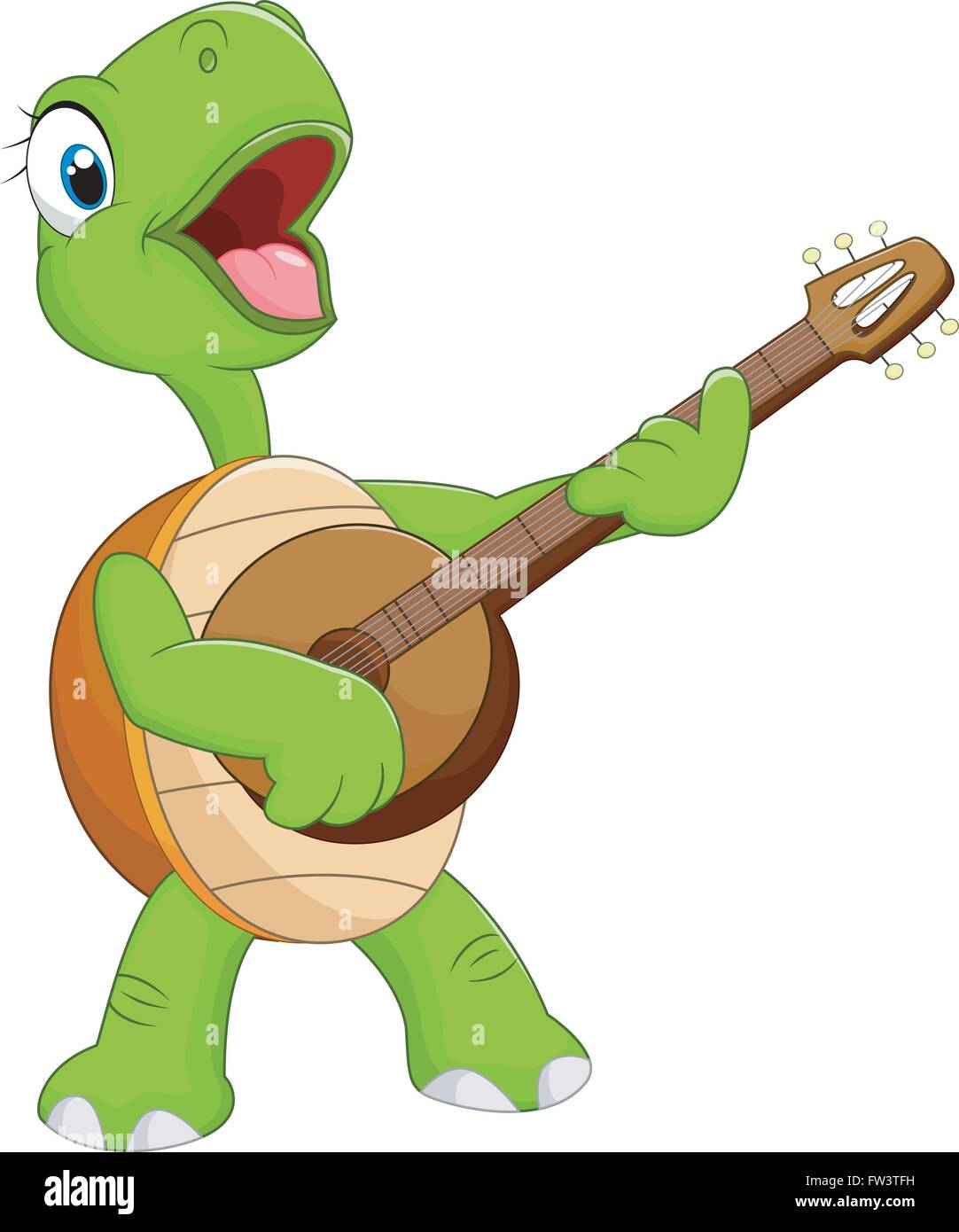 Dessin de tortue qui joue de la guitare Illustration de Vecteur