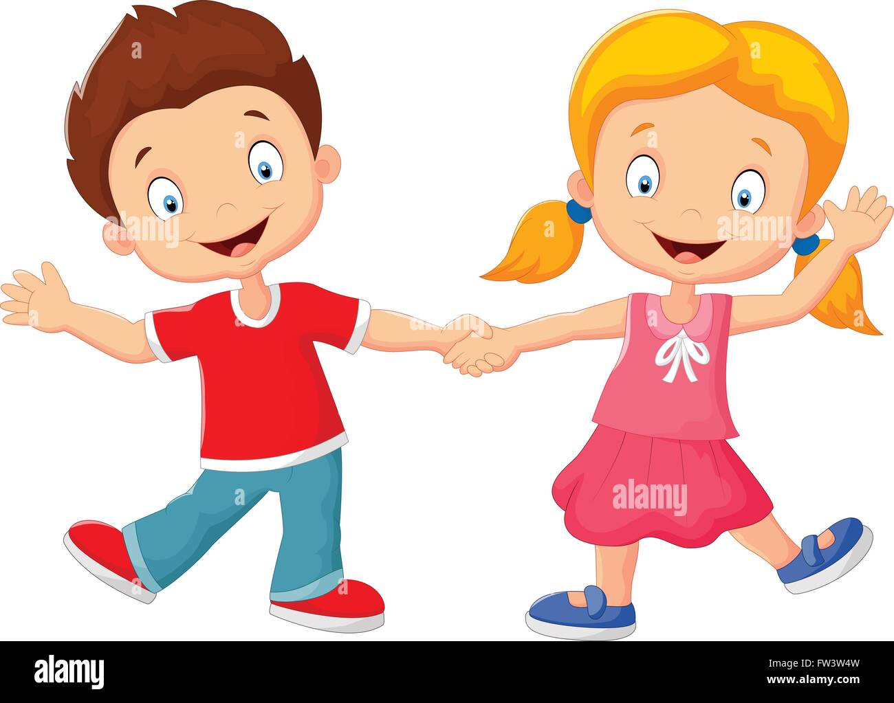 Caricature de petits enfants holding hand Illustration de Vecteur