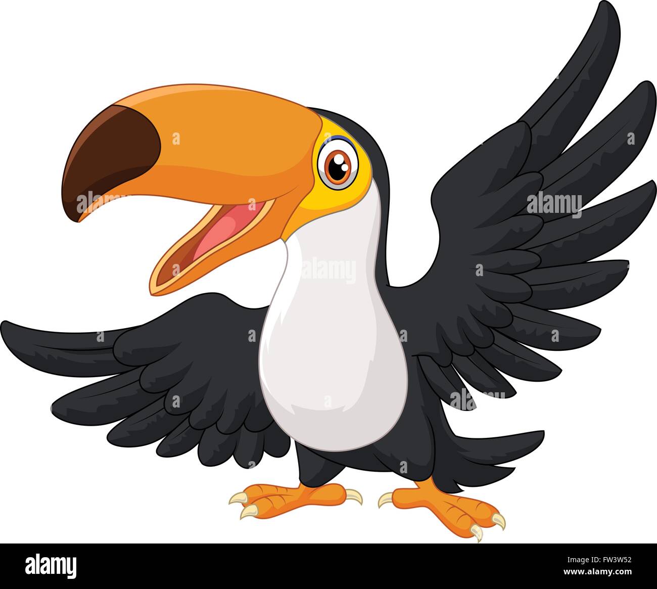 Cartoon heureux oiseau toucan Illustration de Vecteur