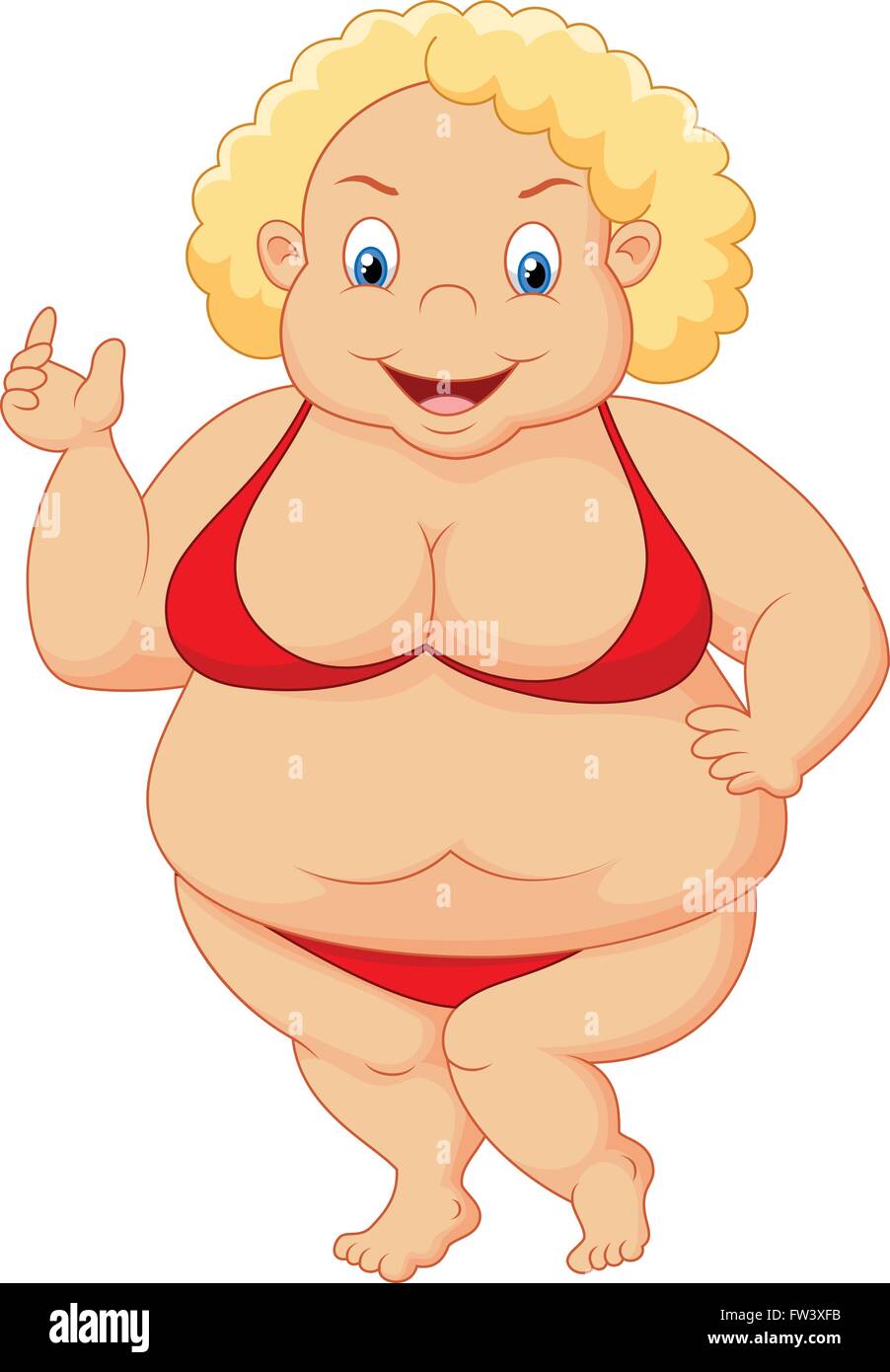 Cartoon fat woman waving Illustration de Vecteur