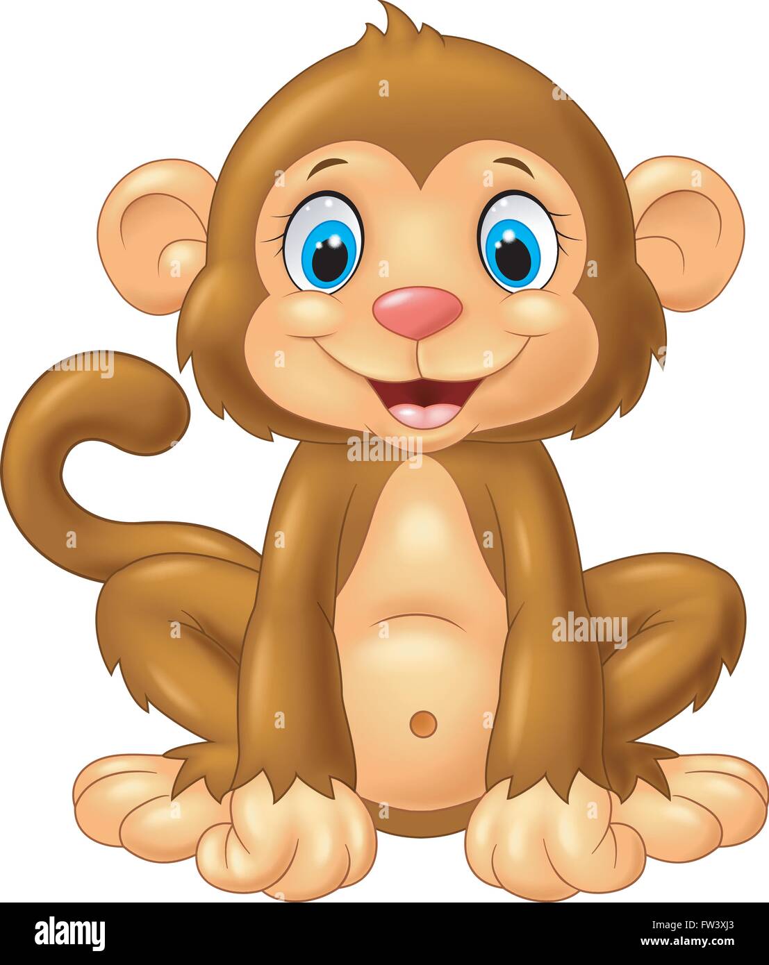 Cartoon cute monkey sitting Illustration de Vecteur