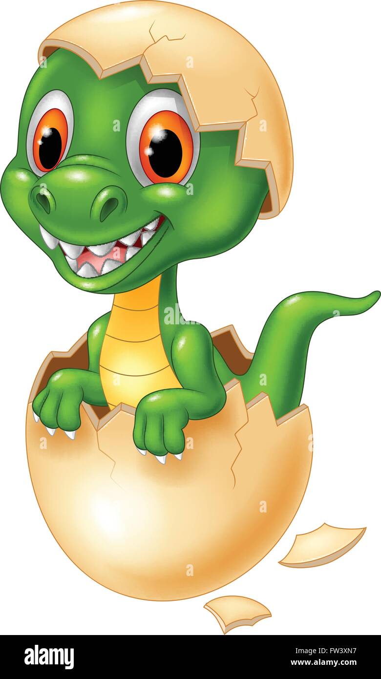 Dinosaure mignon caricature l'éclosion Illustration de Vecteur