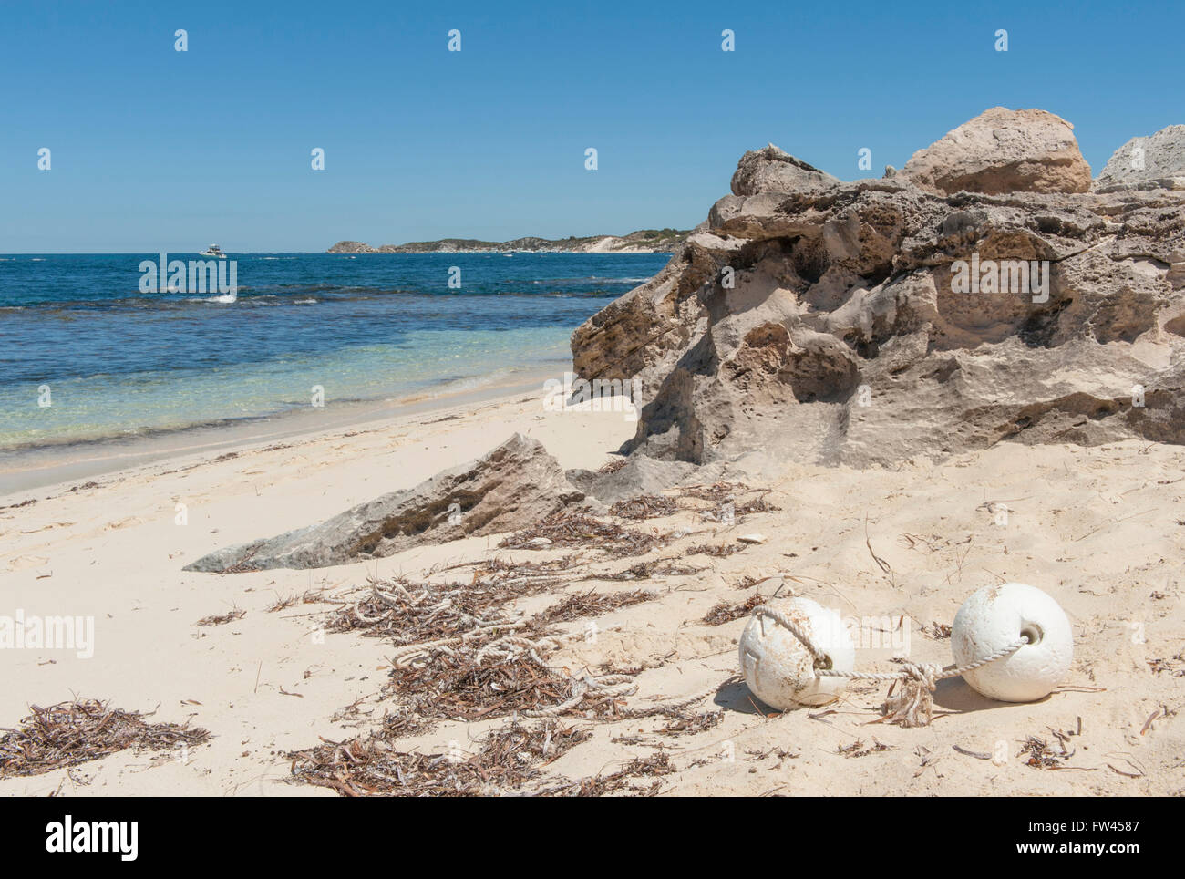 La plage à Henrietta Rocks sur Rottnest Island, Australie de l'Ouest Banque D'Images