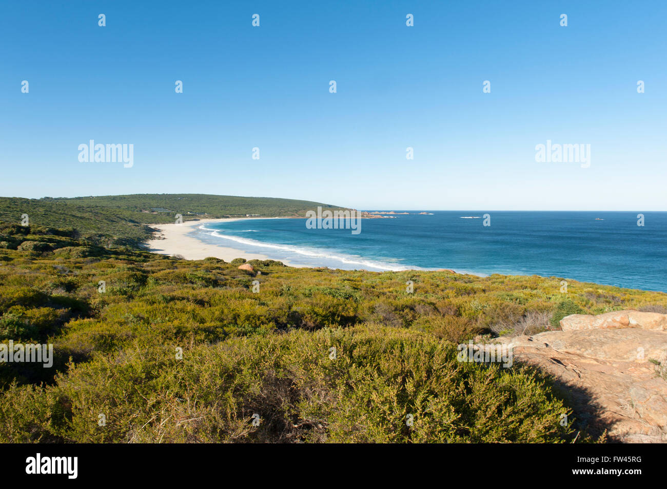 Vue depuis le rocher de torpilles Lookout, plage de Yallingup Road, South West Busselton, Australie de l'Ouest , Banque D'Images