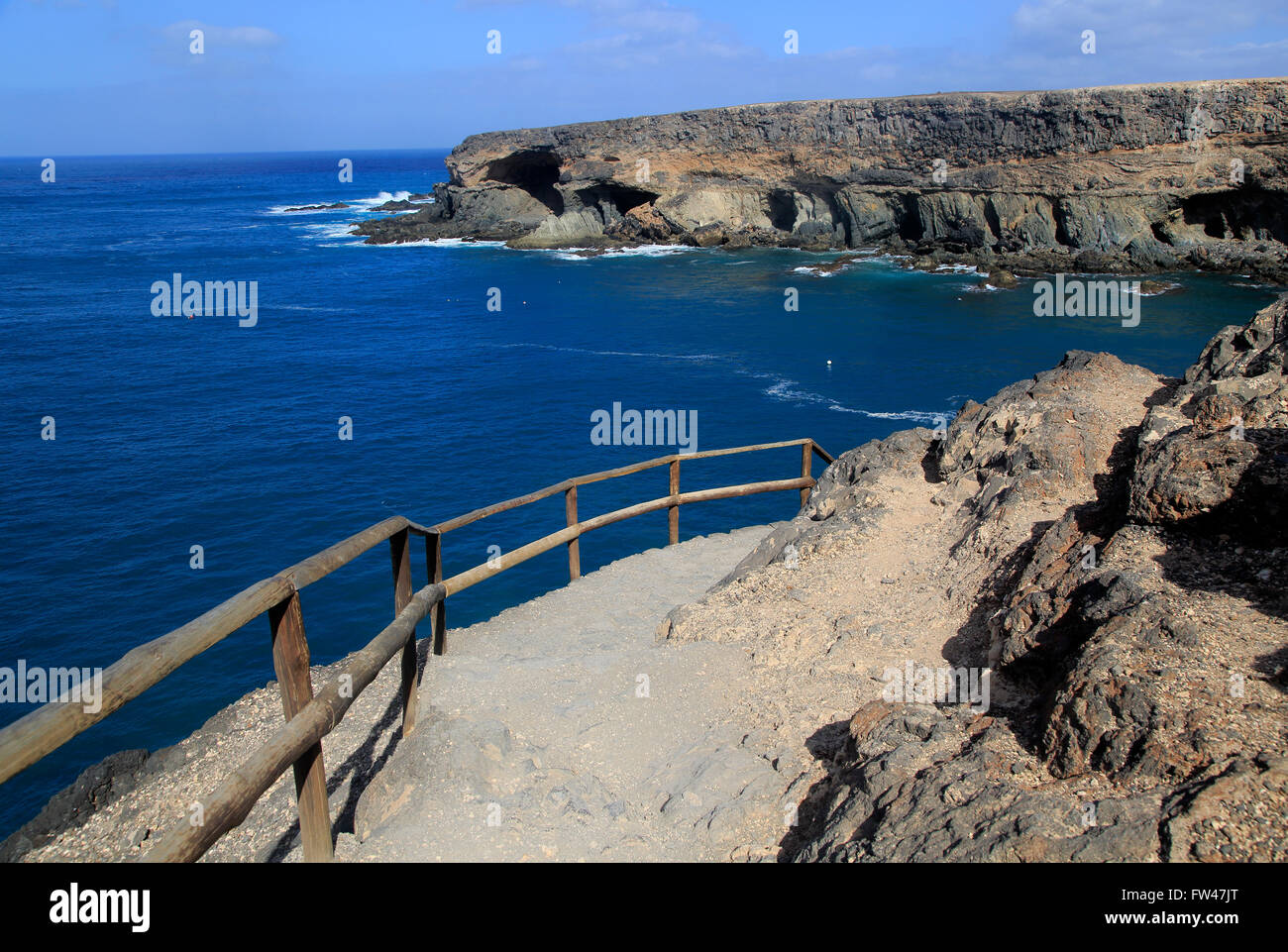 Sentier Cliff top à Ajuy, Fuerteventura, Îles Canaries, Espagne Banque D'Images