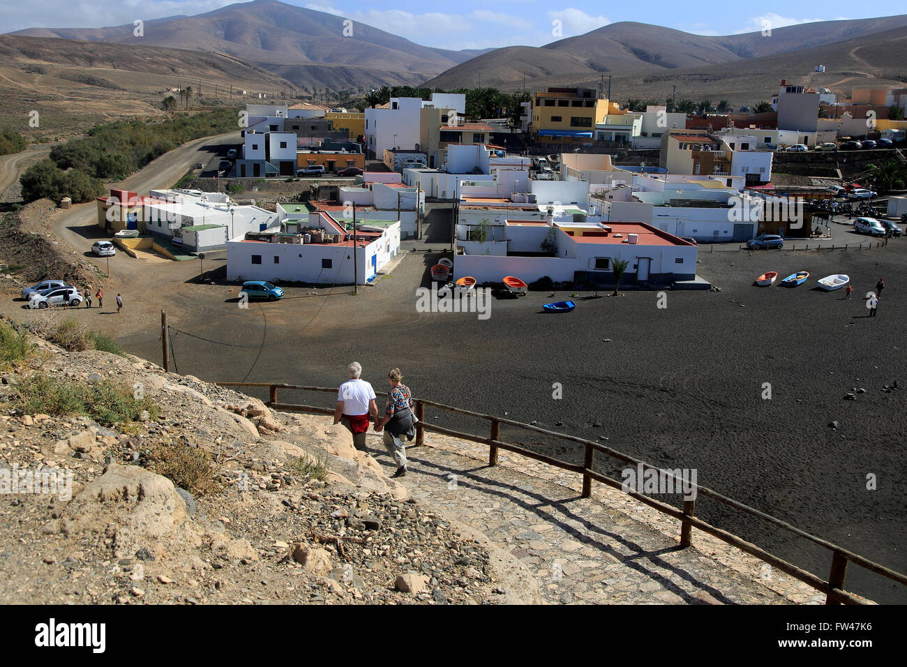 Côte au village côtier de Ajuy, Fuerteventura, Îles Canaries, Espagne Banque D'Images