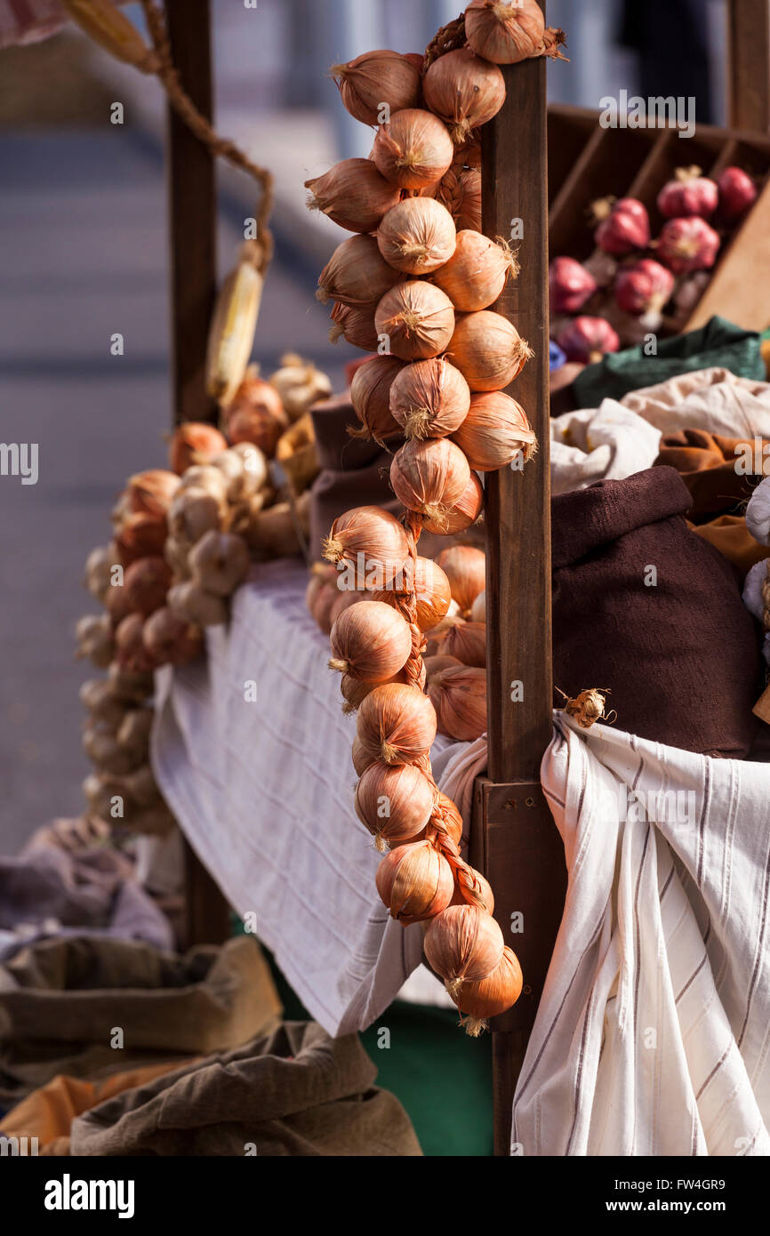 Reconstitution d'une échoppe de marché en Palestine dans le cadre du jeu de la passion du Vendredi Saint à Adeje, Tenerife, Canaries, Espagne. 25 Banque D'Images