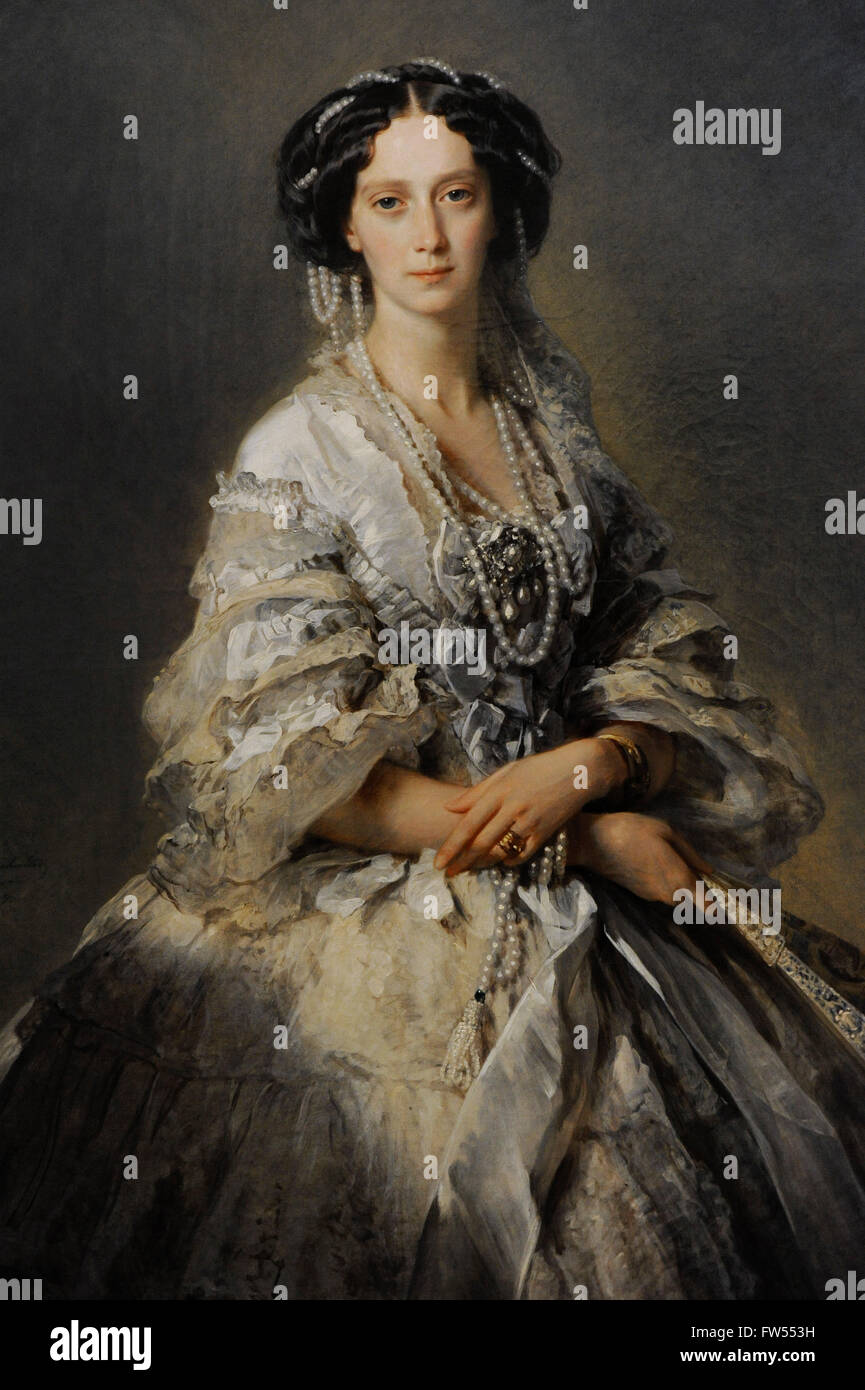 Maria Alexandrovna (1824-1880). L'impératrice de Russie, épouse d'Alexandre II. Portrait par le peintre allemand Franz Xaver Winterhalter (1805-1873), 1857. Huile sur toile. Le Musée de l'Ermitage. Saint Petersburg. La Russie. Banque D'Images