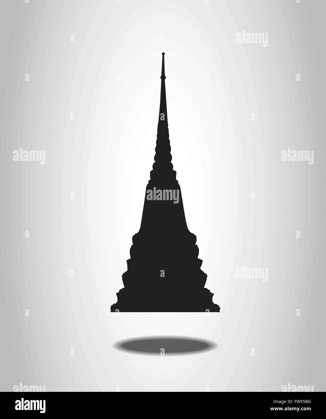 Temple thaïlandais silhouettes sur le fond blanc Illustration de Vecteur