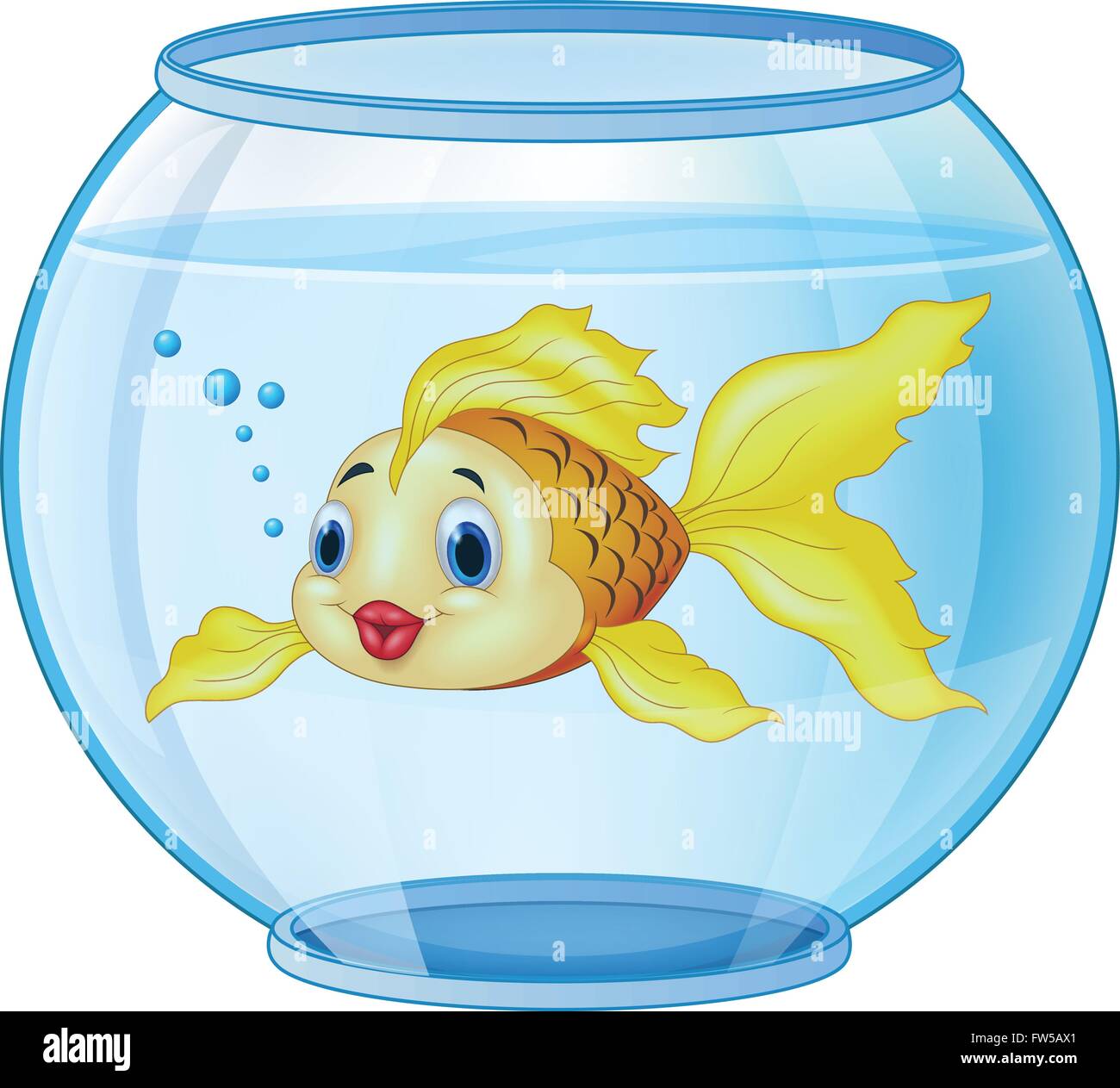 Cartoon poisson d'or dans l'aquarium Illustration de Vecteur