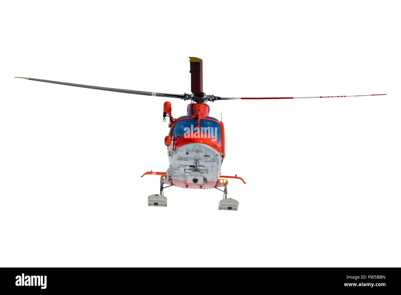Hélicoptère de sauvetage vol isolé sur fond blanc Banque D'Images