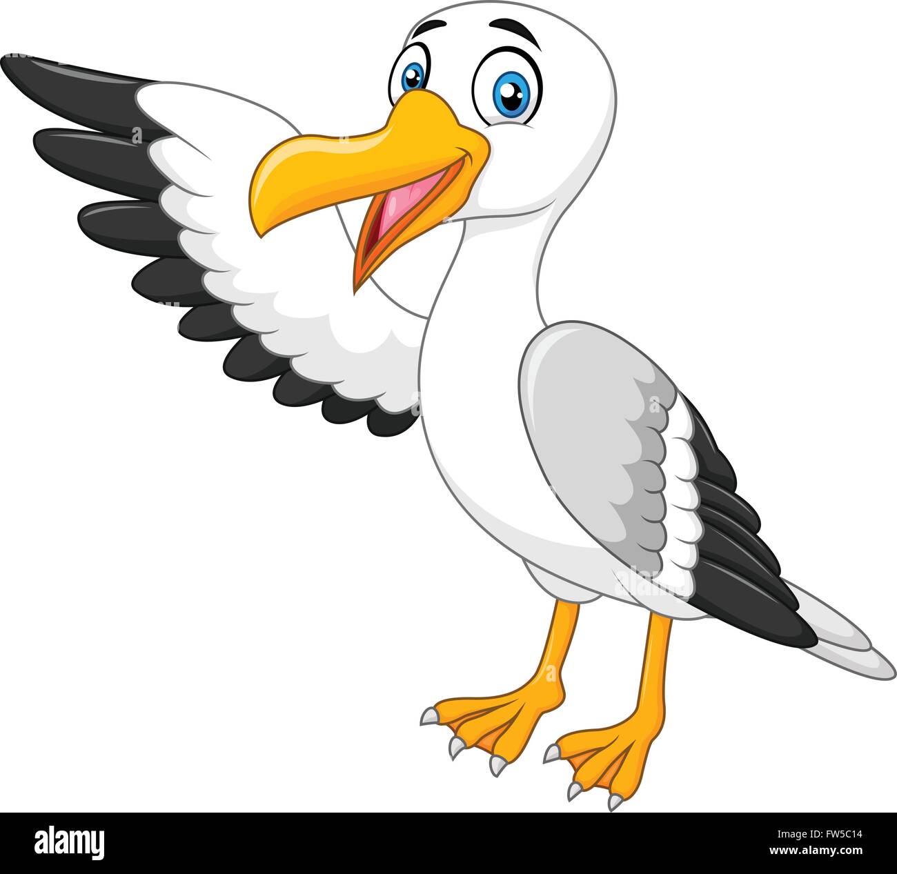 Cartoon seagull présentation isolé sur fond blanc Illustration de Vecteur