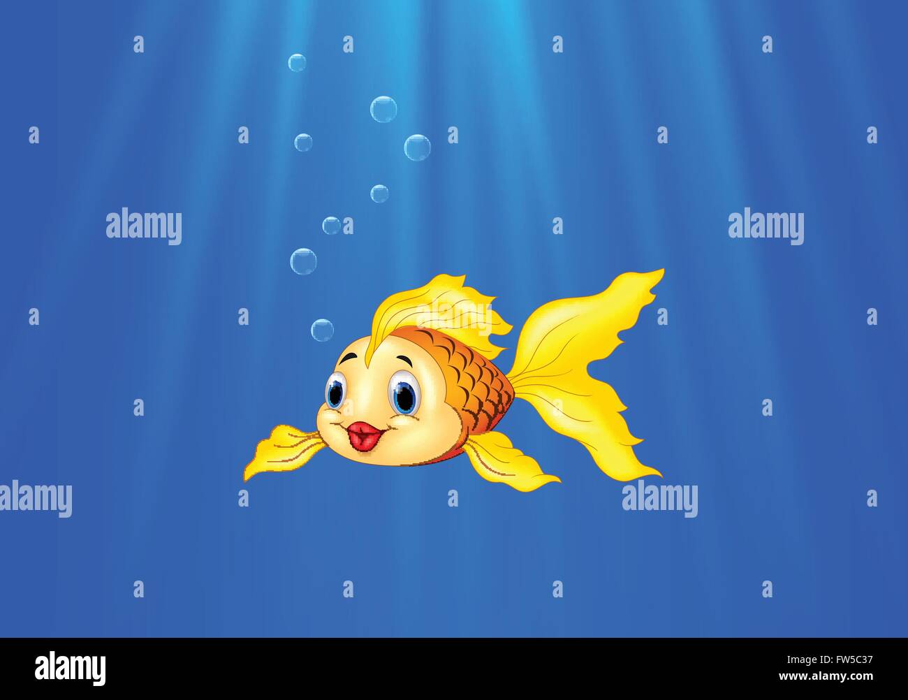 Cartoon poisson rouge dans l'eau Illustration de Vecteur