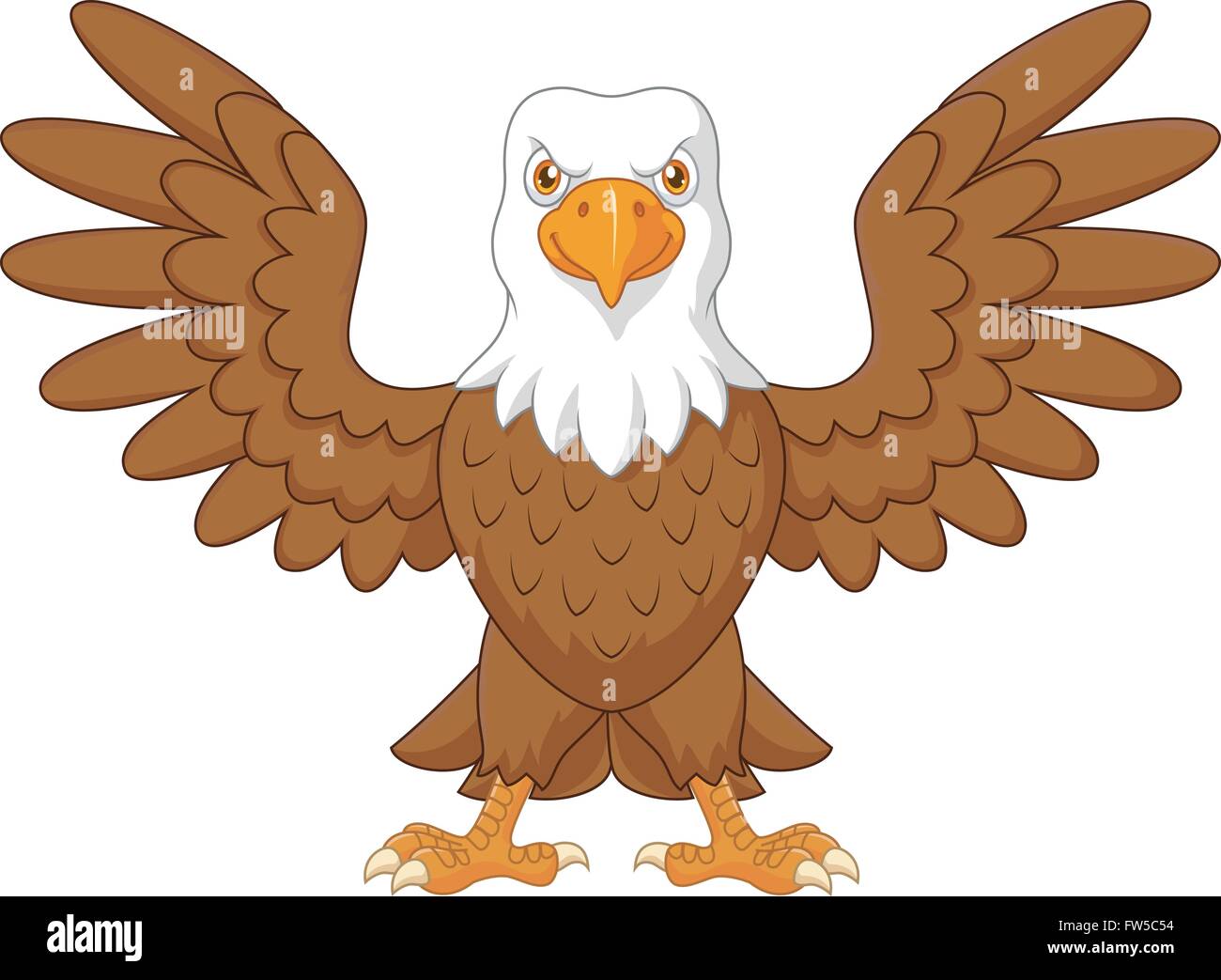 Cartoon Bald Eagle standing avec les ailes étendues Illustration de Vecteur