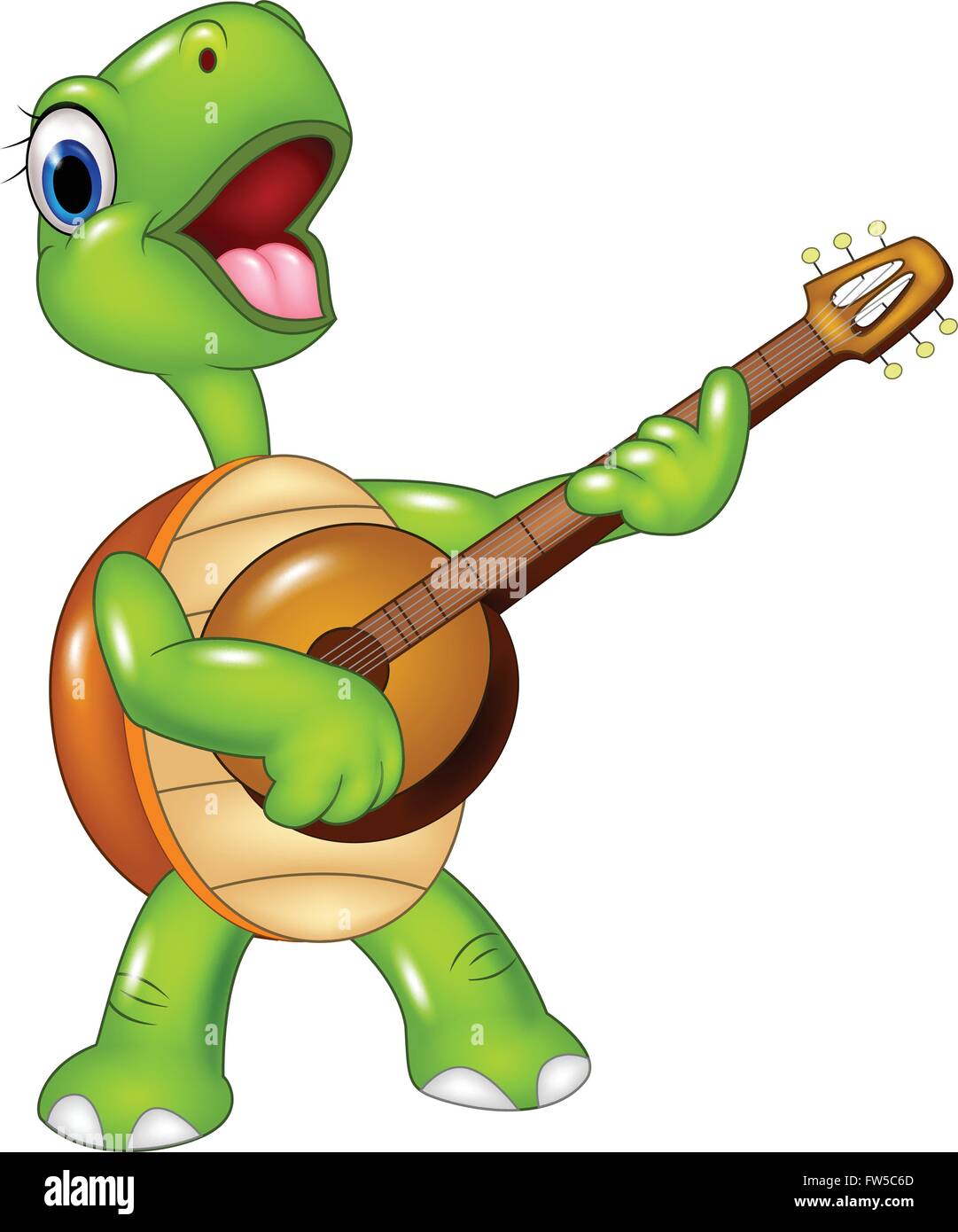 Dessin de tortue jouant de la guitare Illustration de Vecteur