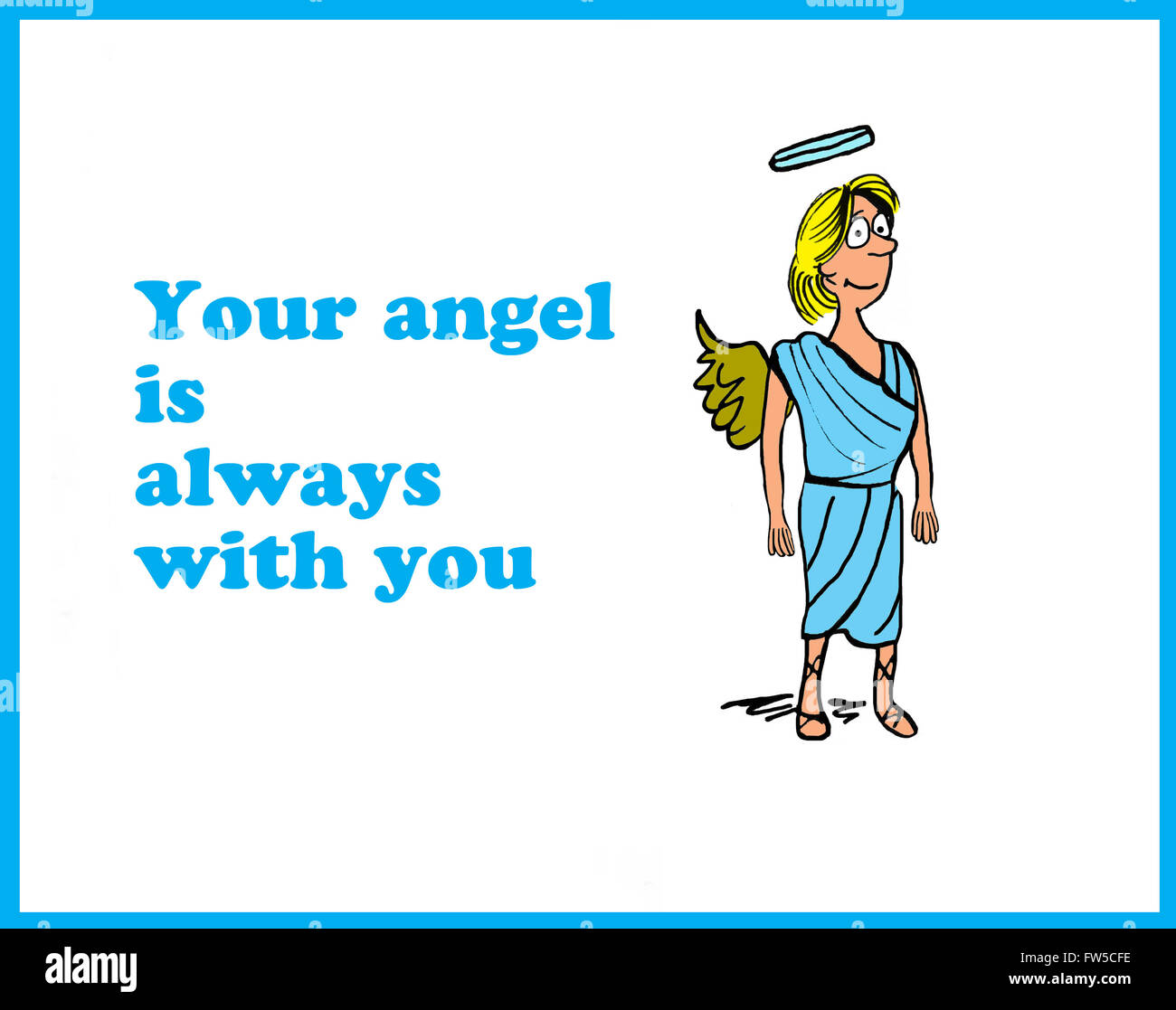 Caricature que votre ange gardien est toujours avec vous. Banque D'Images