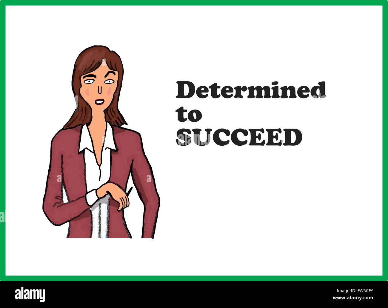 Caricature d'affaires à propos de la volonté de réussir. Banque D'Images