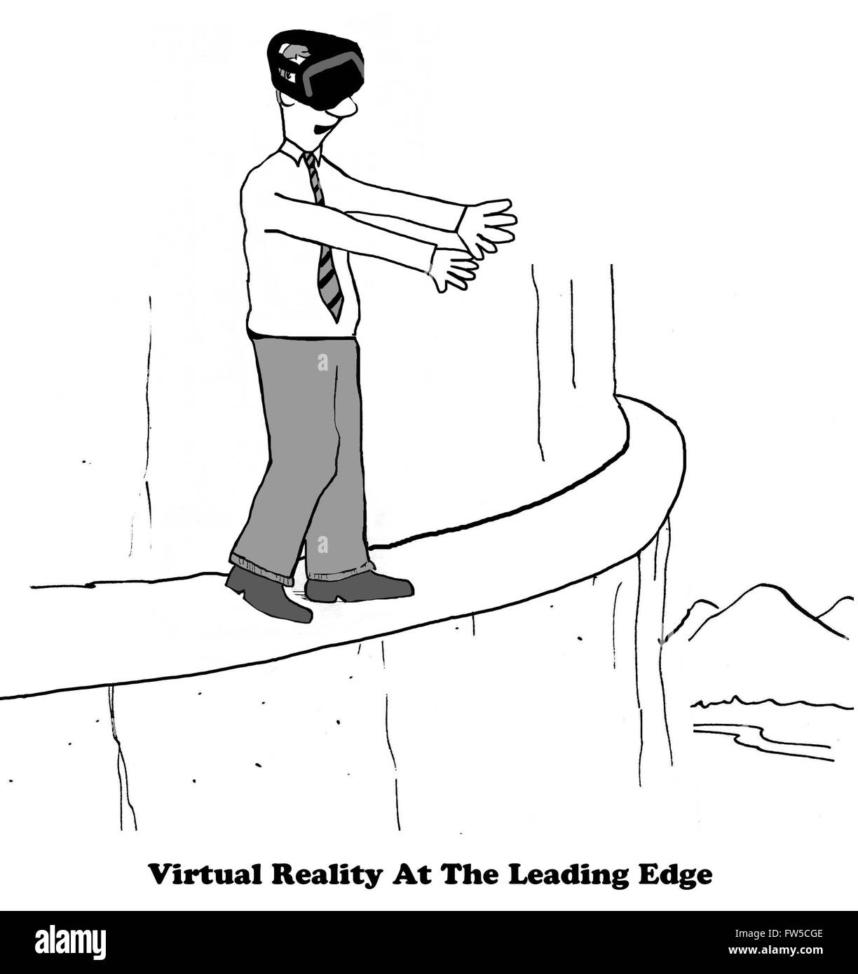 Caricature de la technologie de la réalité virtuelle. Banque D'Images