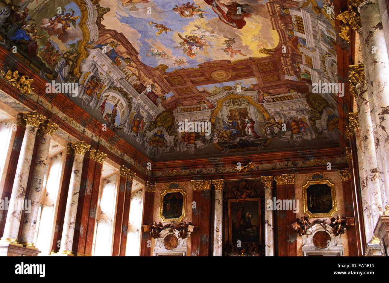 Anton Bruckner - St Florian Abbaye Augustinienne Salle de Marbre - plafond peint. Organiste et compositeur autrichien, 1824-1896 Banque D'Images