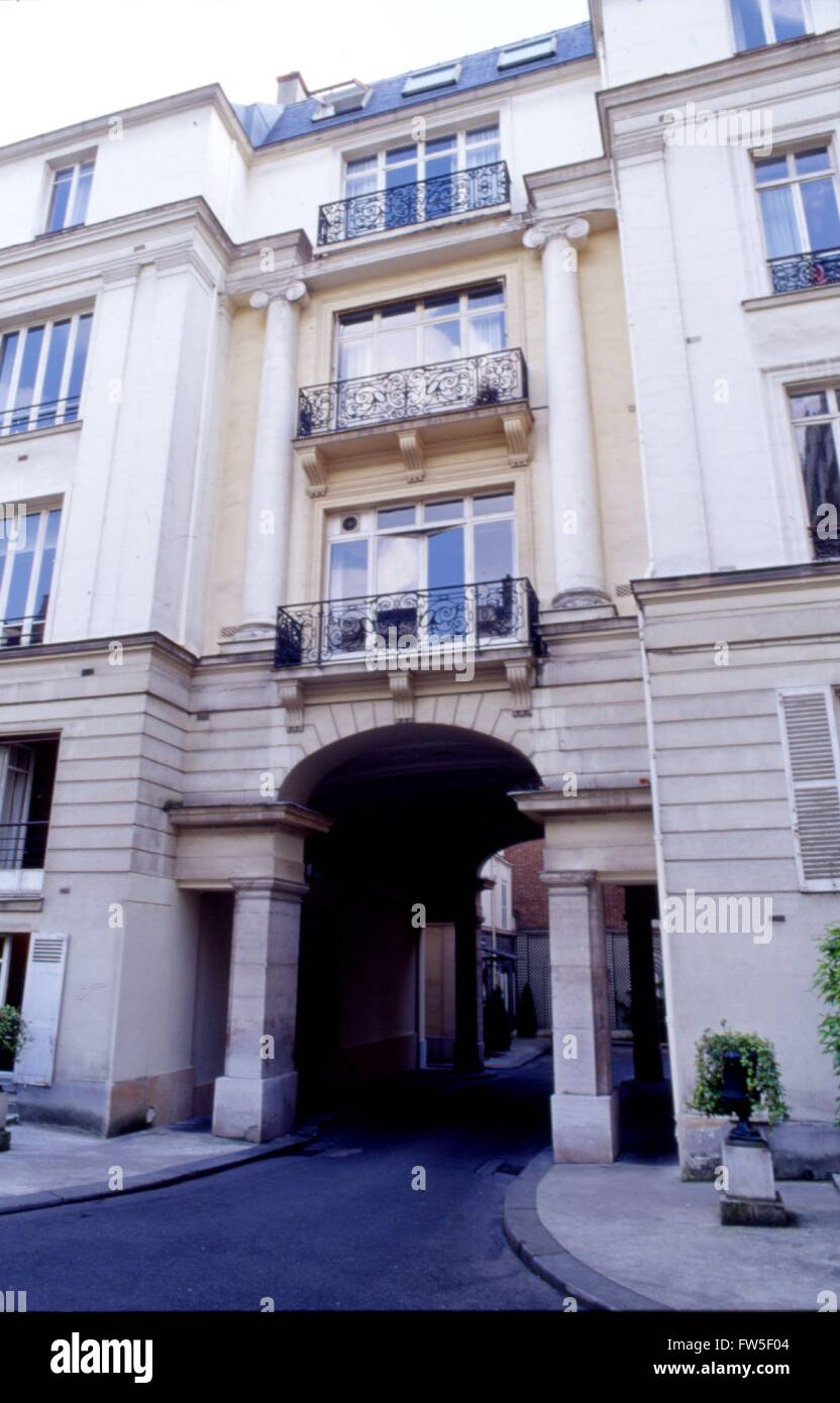 Maison de Fréderic Chopin, No 9 Square d'Orléans, Paris. De l'extérieur. Il fait face à la maison de Georges / George Sand. Polish Banque D'Images