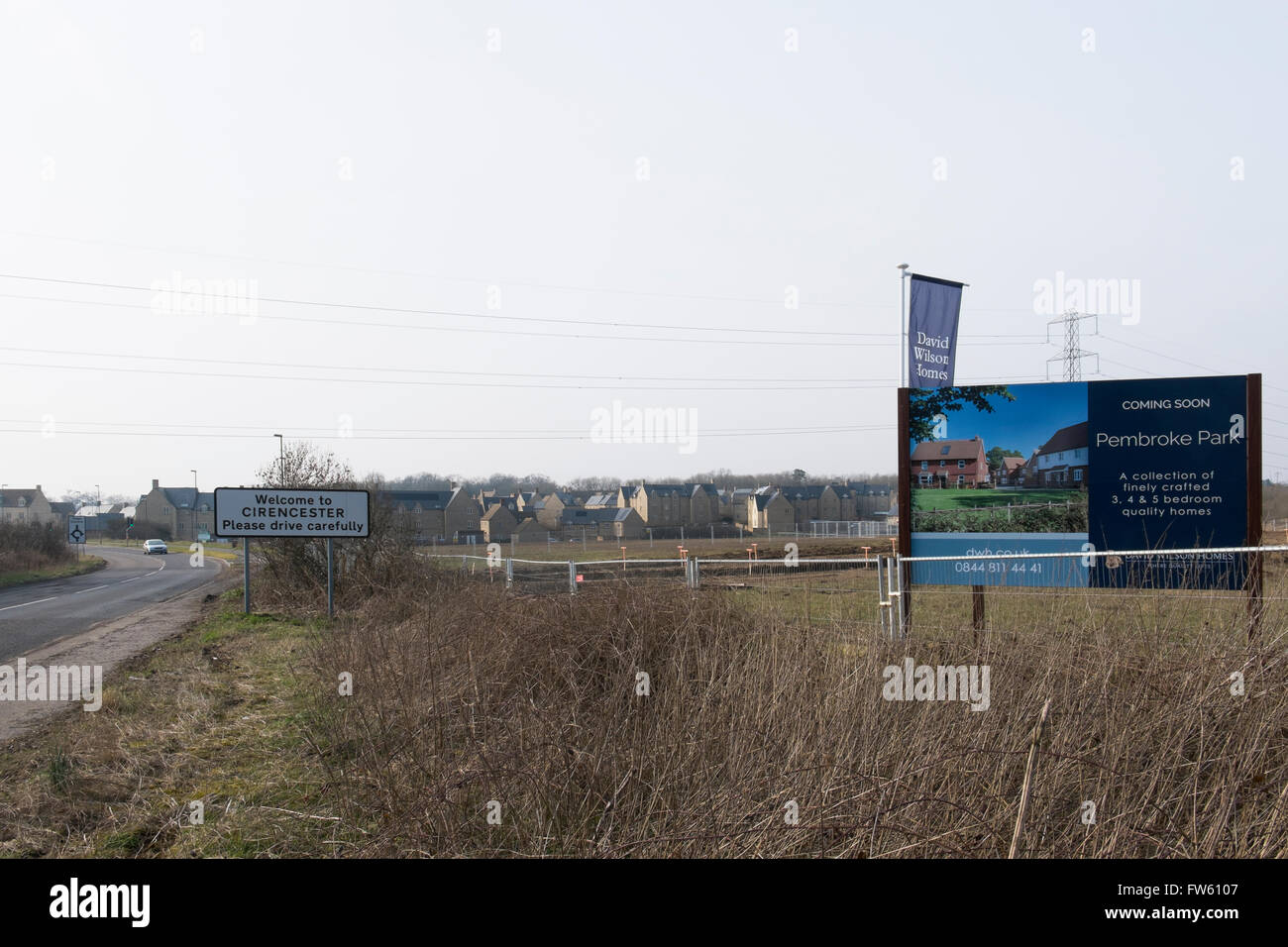 Développement de nouveaux logements à la périphérie de Cirencester, Gloucestershire, Royaume-Uni Banque D'Images