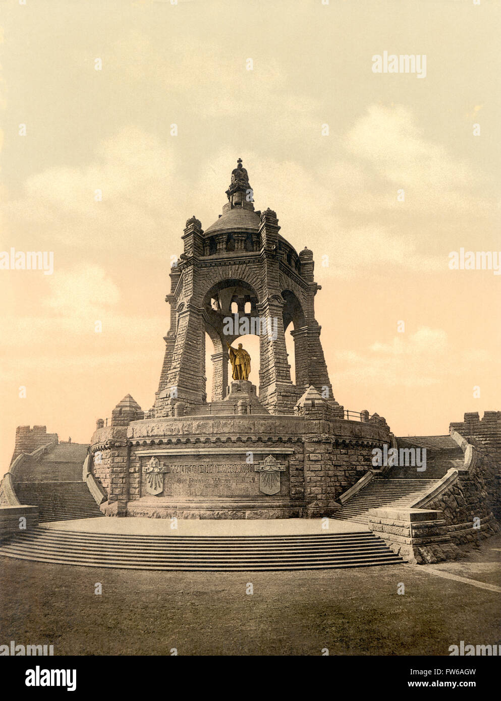 Monument de l'empereur Guillaume, Westphalie, Allemagne, impression Photochrome, vers 1900 Banque D'Images