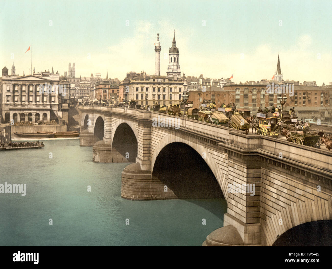 London Bridge, Londres, Angleterre, vers 1900, Impression Photochrome Banque D'Images