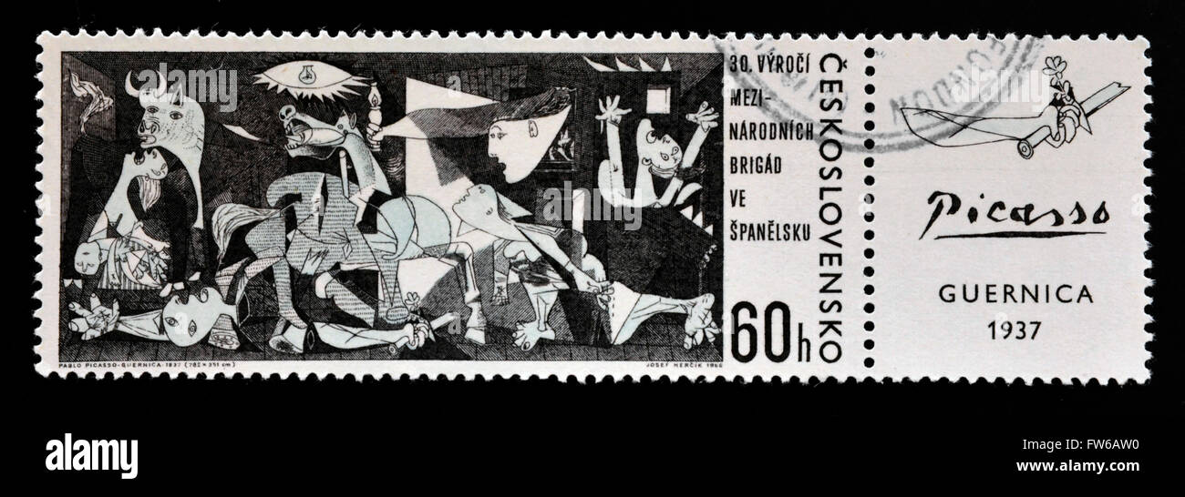 La Tchécoslovaquie - VERS 1966 : un timbre imprimé en Tchécoslovaquie montre la peinture de Pablo Picasso 'Guernica' , vers 1966 Banque D'Images