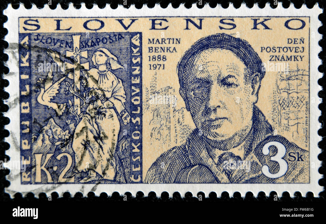 Slovaquie - circa 1996 : timbre imprimé en Slovaquie montre Martin Ithaque, vers 1996 Banque D'Images