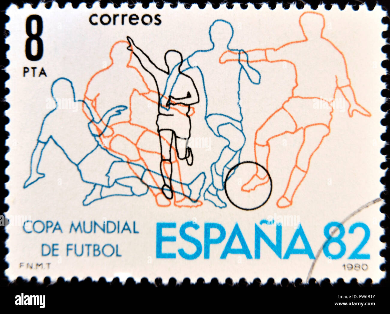 Espagne - VERS 1980 : timbres en Espagne dédié à la Coupe du Monde de Football 1982 en Espagne, vers 1980 Banque D'Images