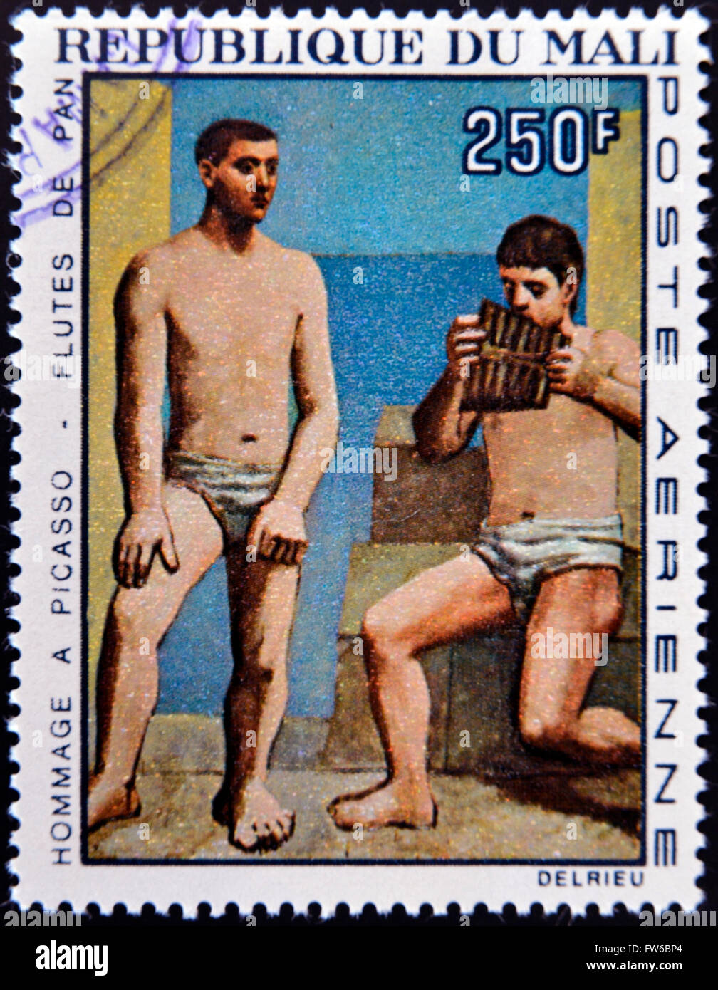 MALI - circa 1967 : timbre imprimé au Mali montre le travail ' Les tuyaux de Pan' de Pablo Picasso, vers 1967 Banque D'Images