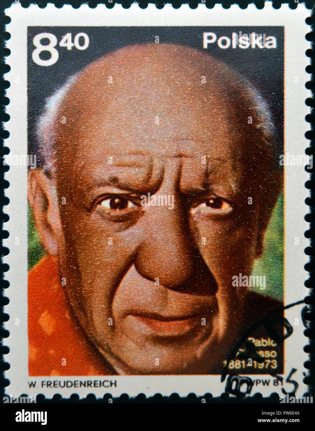 Pologne - circa 1981 : timbre imprimé en Pologne montre Pablo Picasso (1881-1973), artiste, circa 1981 Banque D'Images