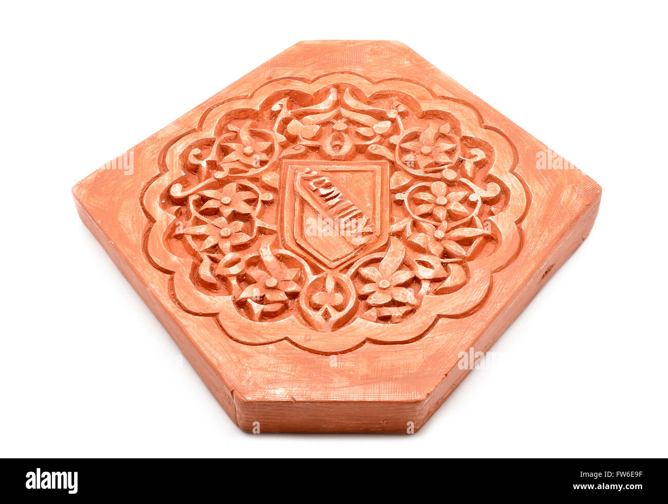 Décoration arabe, le plâtrage Alhambra style avec Nazari shield Banque D'Images