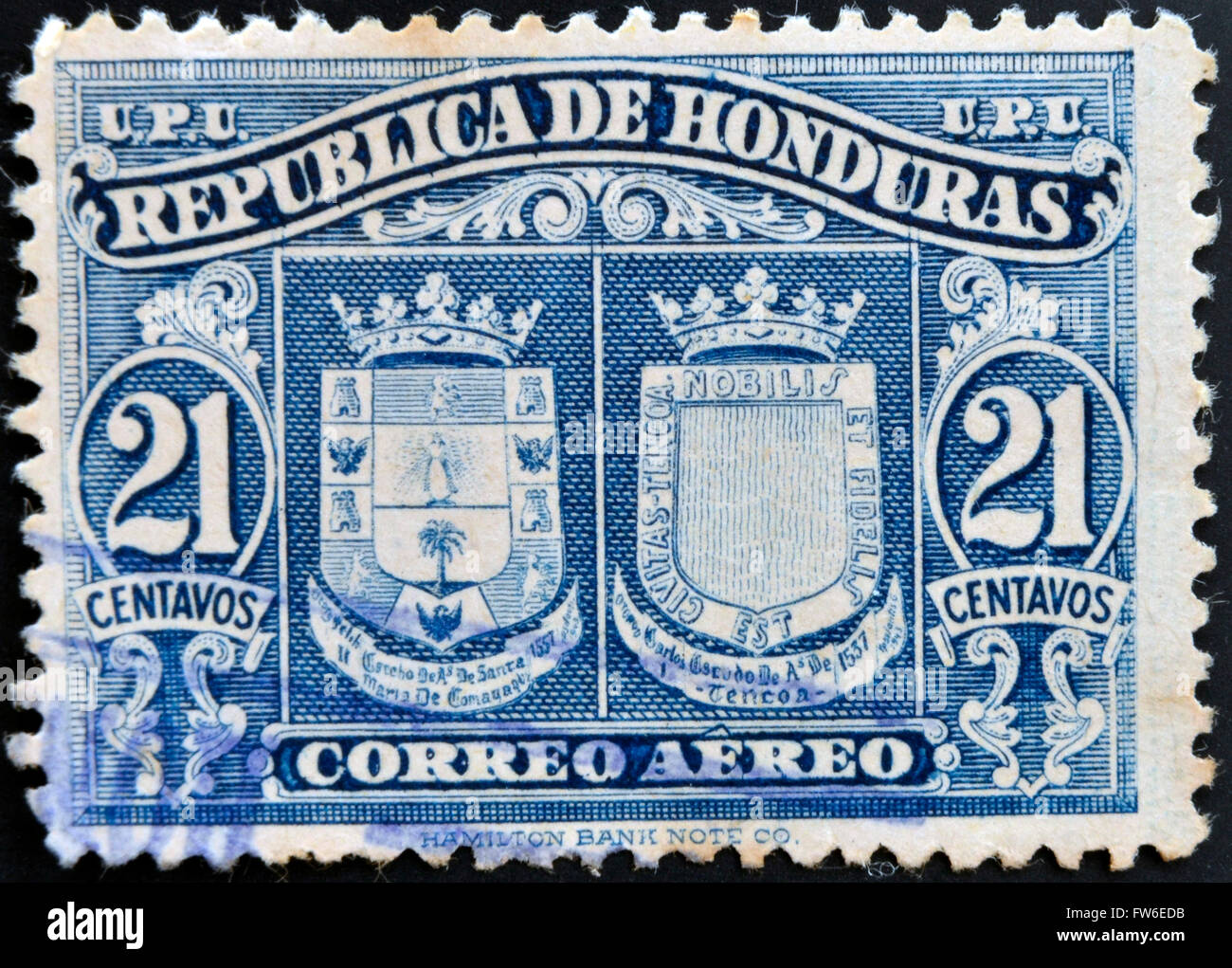 HONDURAS - circa 1970 : timbre imprimé au Honduras montre les protections historiques, vers 1970 Banque D'Images