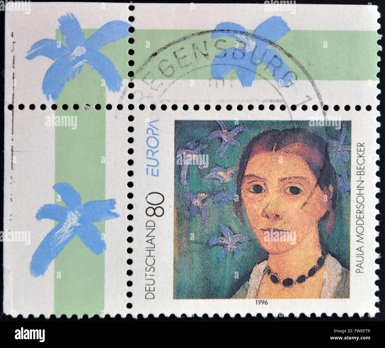 Allemagne - circa 1996 : timbre imprimé en Allemagne montre Paula Modersohn-Becker, peintre, vers 1996 Banque D'Images