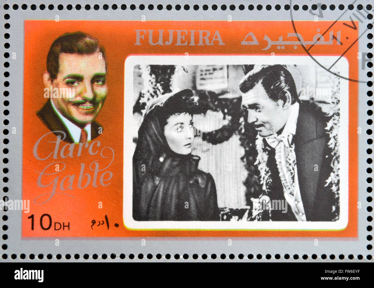 FUJEIRA - circa 1972 : timbres en Fujeira montre l'acteur Clark Gable, vers 1972 Banque D'Images