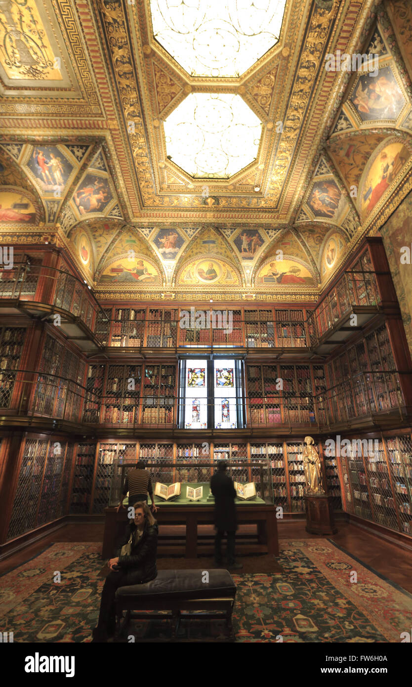 L'historique de la bibliothèque de M. Morgan dans la Morgan Library & Museum, Manhattan, New York City, USA Banque D'Images