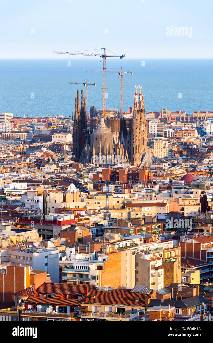 La Sagrada Familia - l'impressionnante cathédrale conçu par l'architecte Gaudi, qui est en cours de construction depuis le 19 mars 1882 et n'est pas Banque D'Images